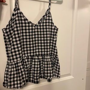 Checkered loose v neck tank top!